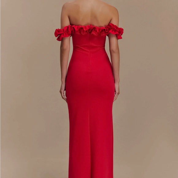 Meshki Ruffle Off Shoulder Maxi Dress - Ruby - Picture 4 of 5